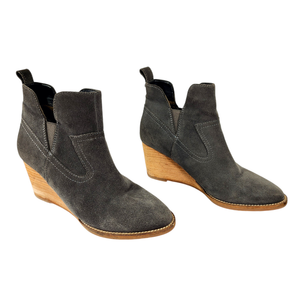 Blondo Wedge Bootie 7M Womens Irving Chelsea Waterproof Gray Suede Leather READ